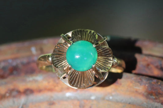 14k 1940s calcedony ring size 6 (sizable)