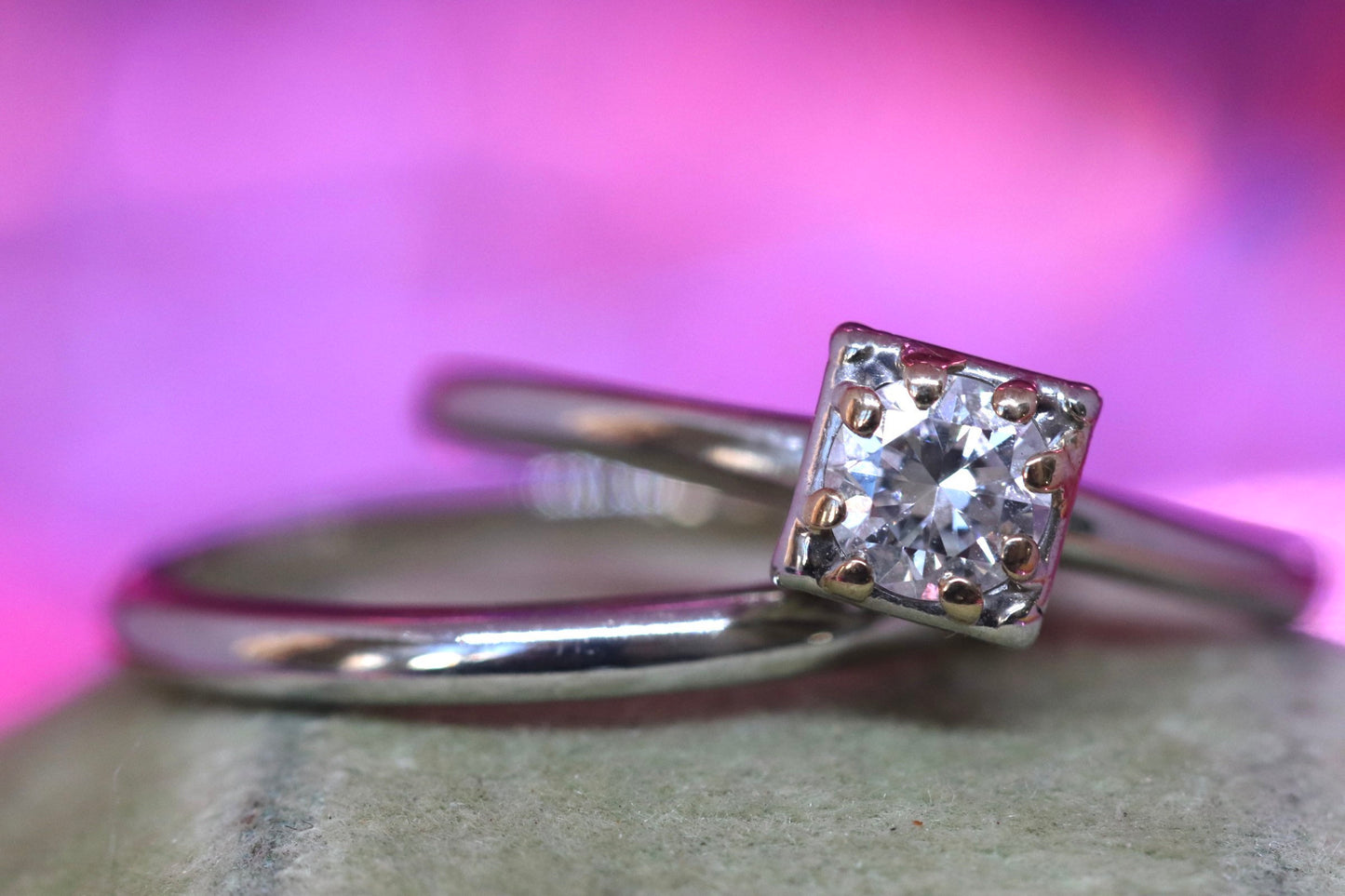 18k white gold matching JABEL diamond wedding ring and engagement ring size 6