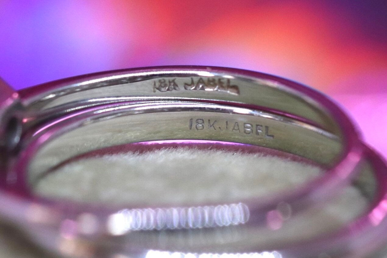 18k white gold matching JABEL diamond wedding ring and engagement ring size 6