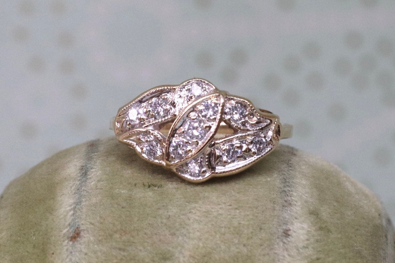 10k yellow gold paved diamond ring store size 5.