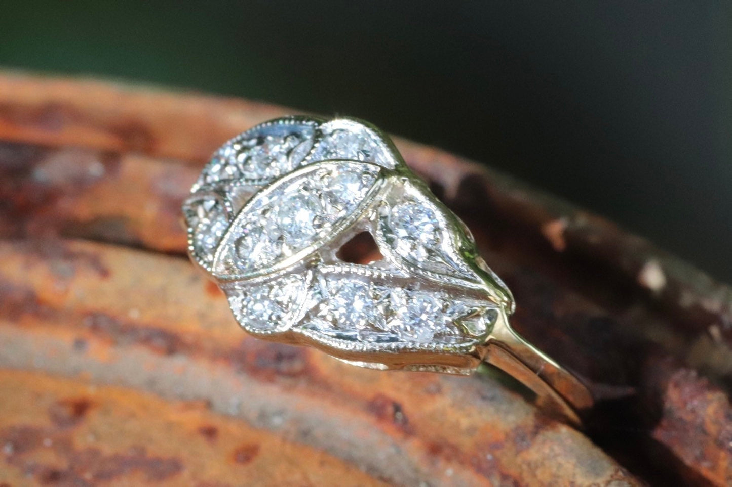 10k yellow gold diamond pave ring size 5.75 (sizable)