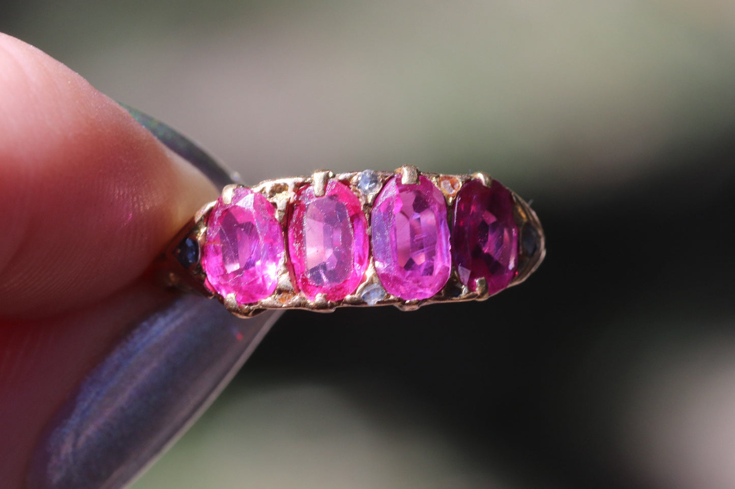 AGL certified unheated Burmese pink sapphire Victorian ring set in 18k