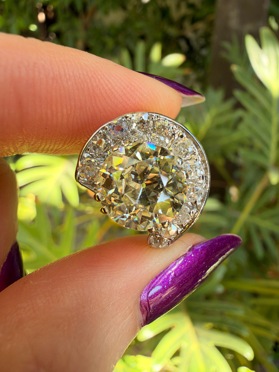 3.57 ct old European cut diamond in true antique setting