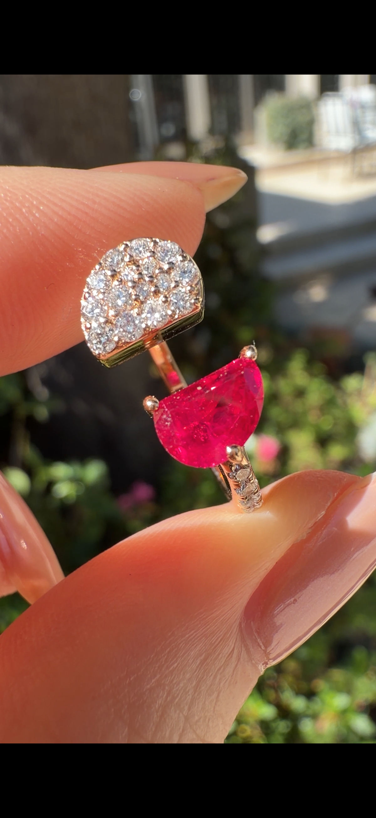 Natural Burmese ruby and diamond ring