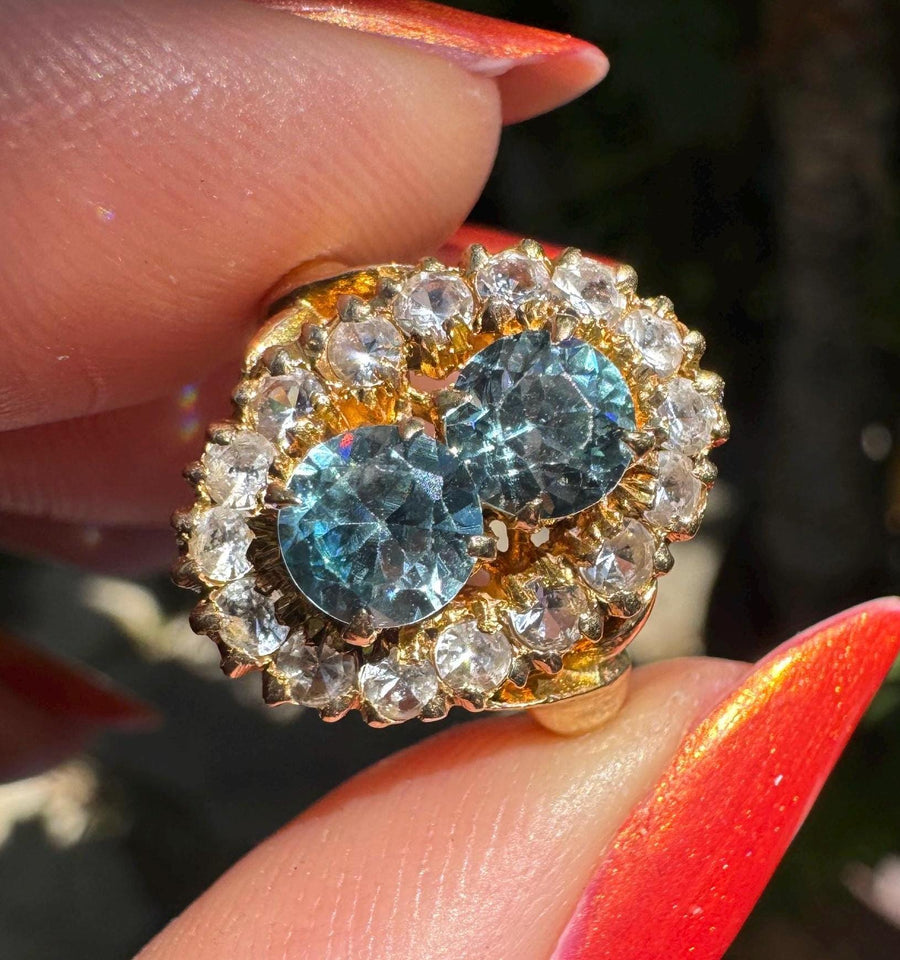 10k gold blue and white Zircon ring