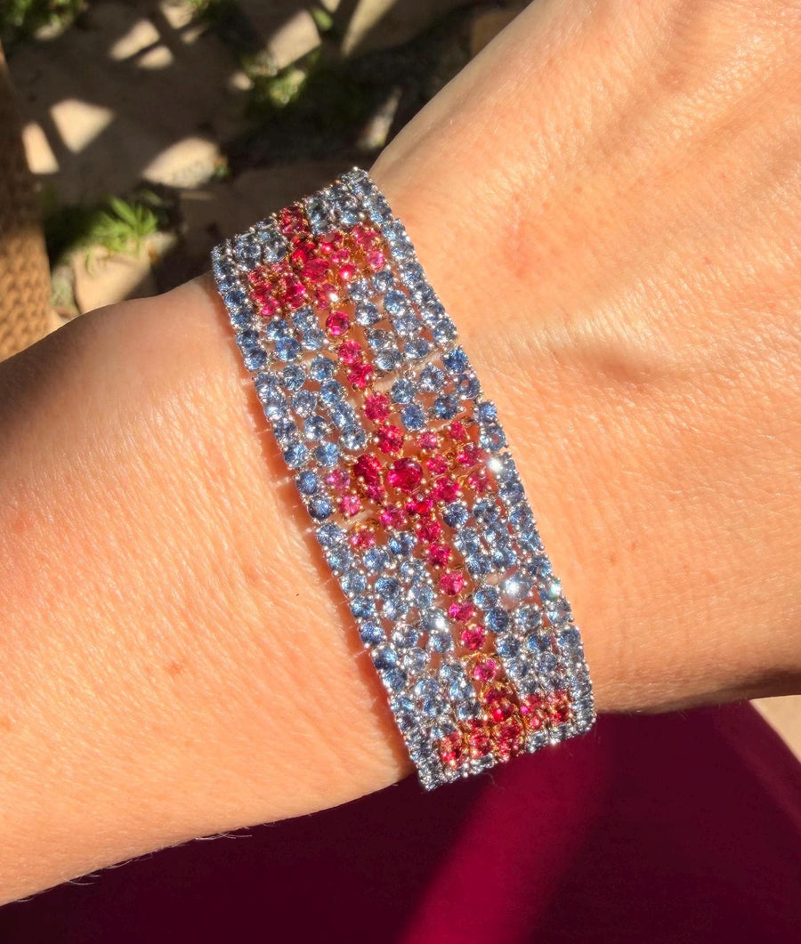 Natural sapphire and ruby bracelet made in 18k and platinum