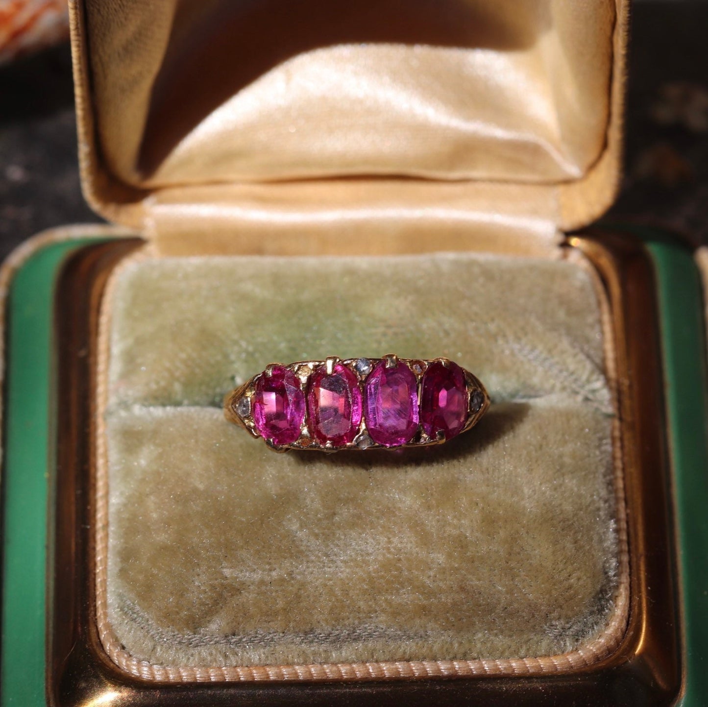 AGL certified unheated Burmese pink sapphire Victorian ring set in 18k