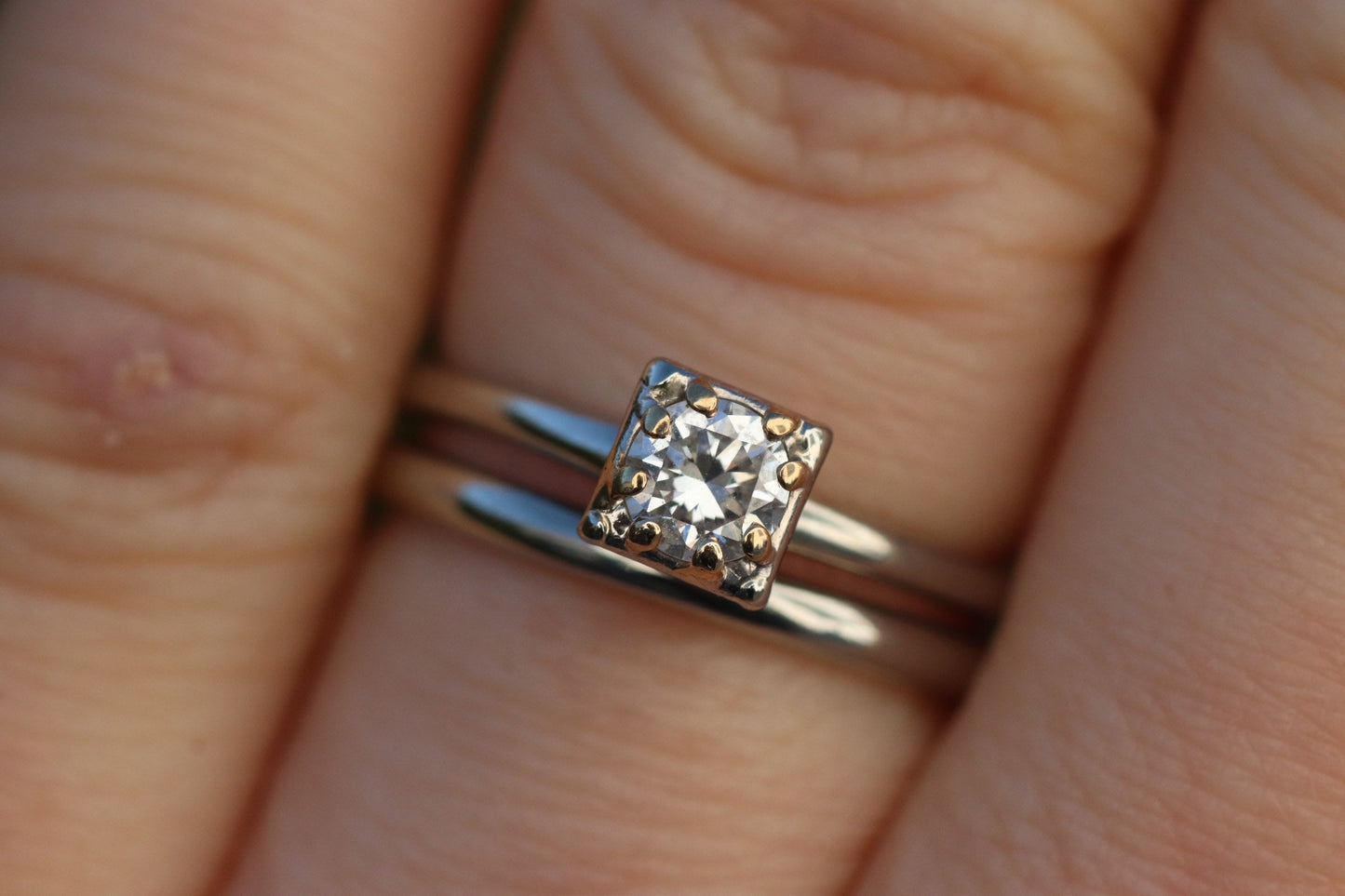 18k white gold matching JABEL diamond wedding ring and engagement ring size 6