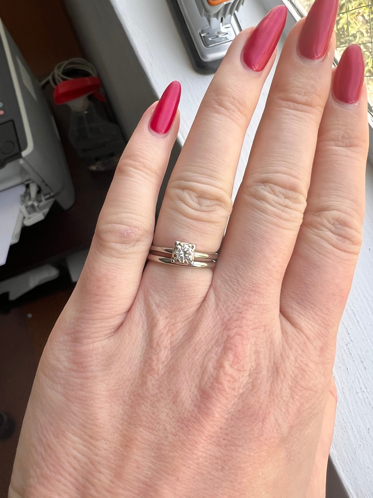 18k white gold matching JABEL diamond wedding ring and engagement ring size 6